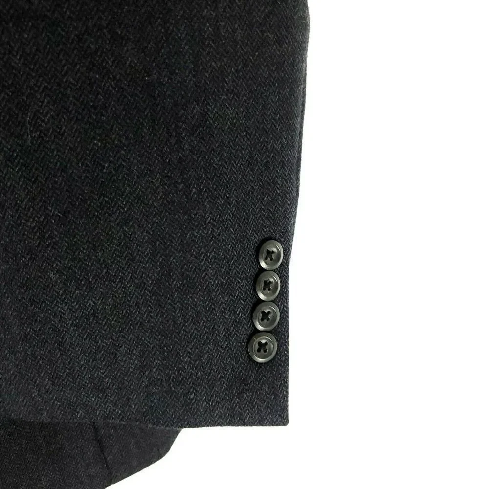 Pronto Uomo Lambswool‎ 2 Button Blazer 44R Gray Herringbone Sport Coat